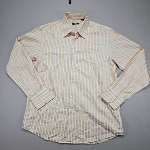 BOSS Hugo Boss Mens Dress‎ Shirt Striped Button Down Long Sleeve Italy 17.5 44